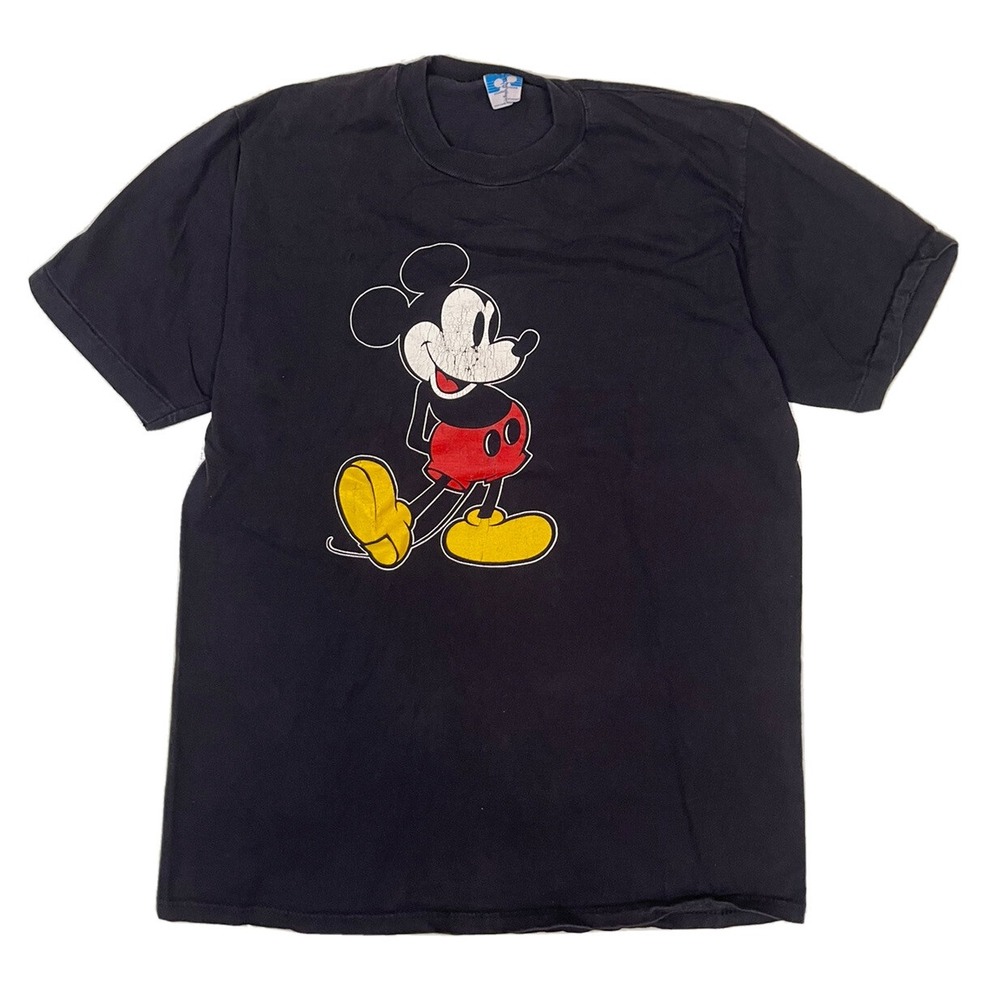 VTG 1980's Disney Mickey Mouse T-shirt actual mens Small Black‎  Made In USA